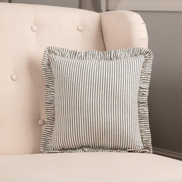 Hatteras Seersucker Blue Ticking Stripe Fabric Pillow 12 VHC Brands - The Fox Decor